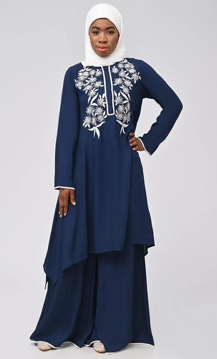 Al-Azraq Embroidered Set With Hijab And Pockets