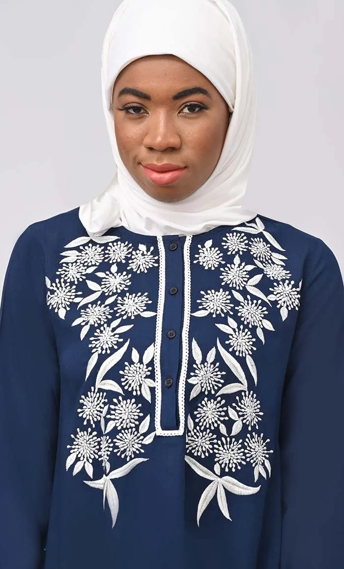 Al-Azraq Embroidered Set With Hijab And Pockets