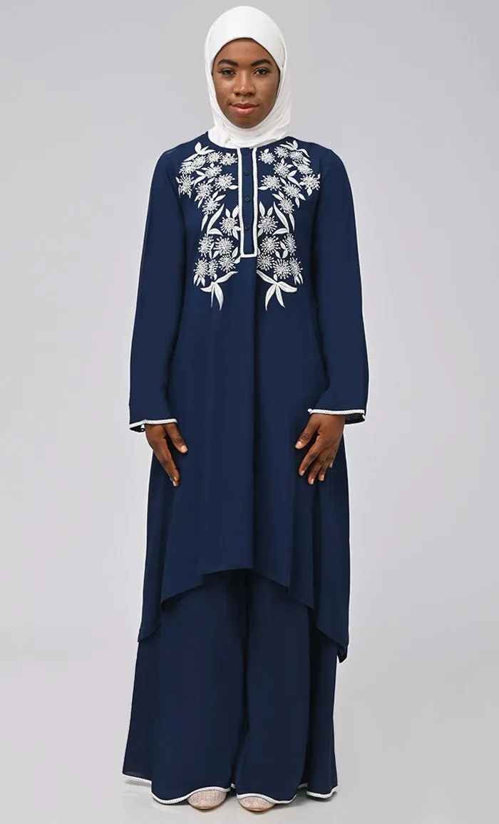 Al-Azraq Embroidered Set With Hijab And Pockets