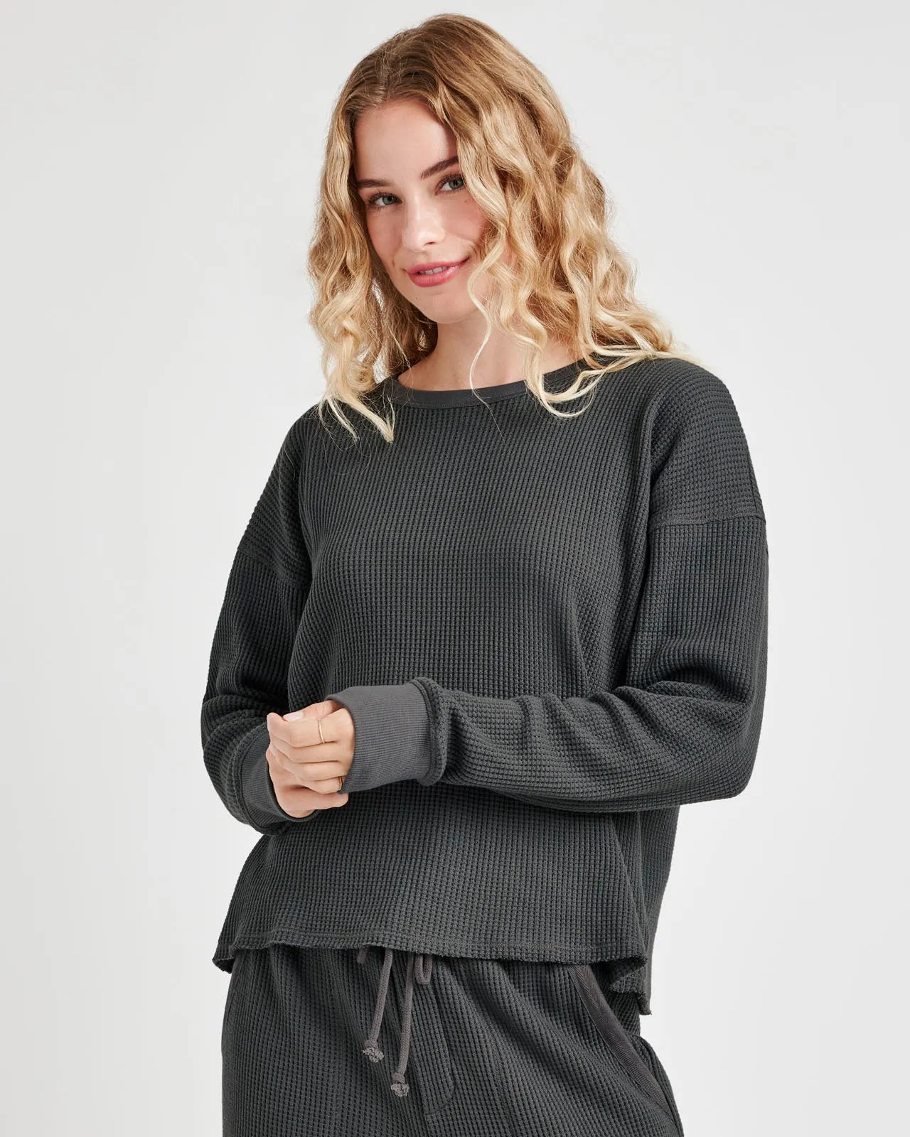 Alina Waffle Crop Sweatshirt