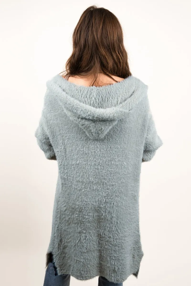 Be Clever Curl Up and Get Cozy Hooded Cardigan, Sage