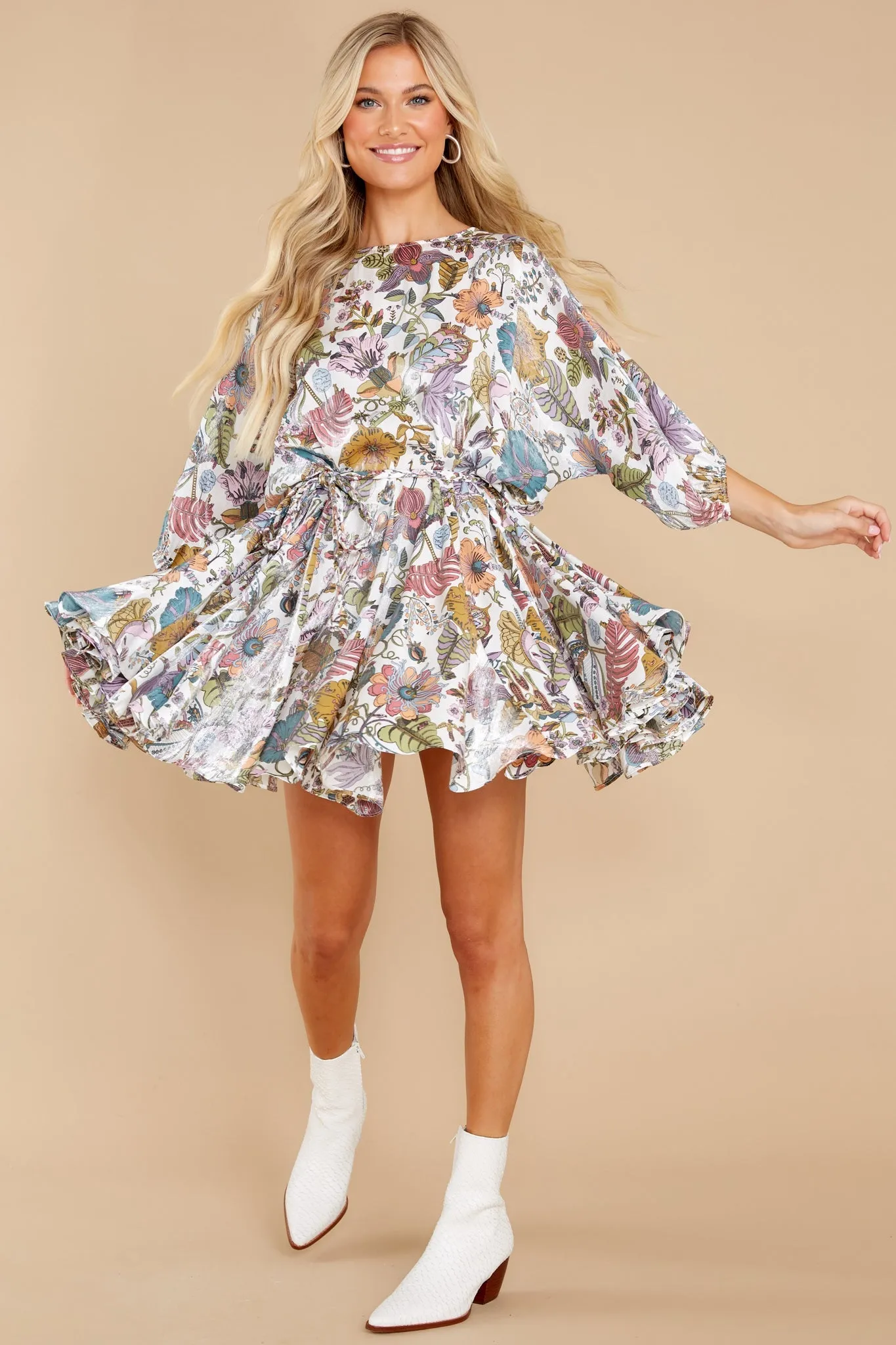 Begin Again Ivory Multi Floral Print Dress