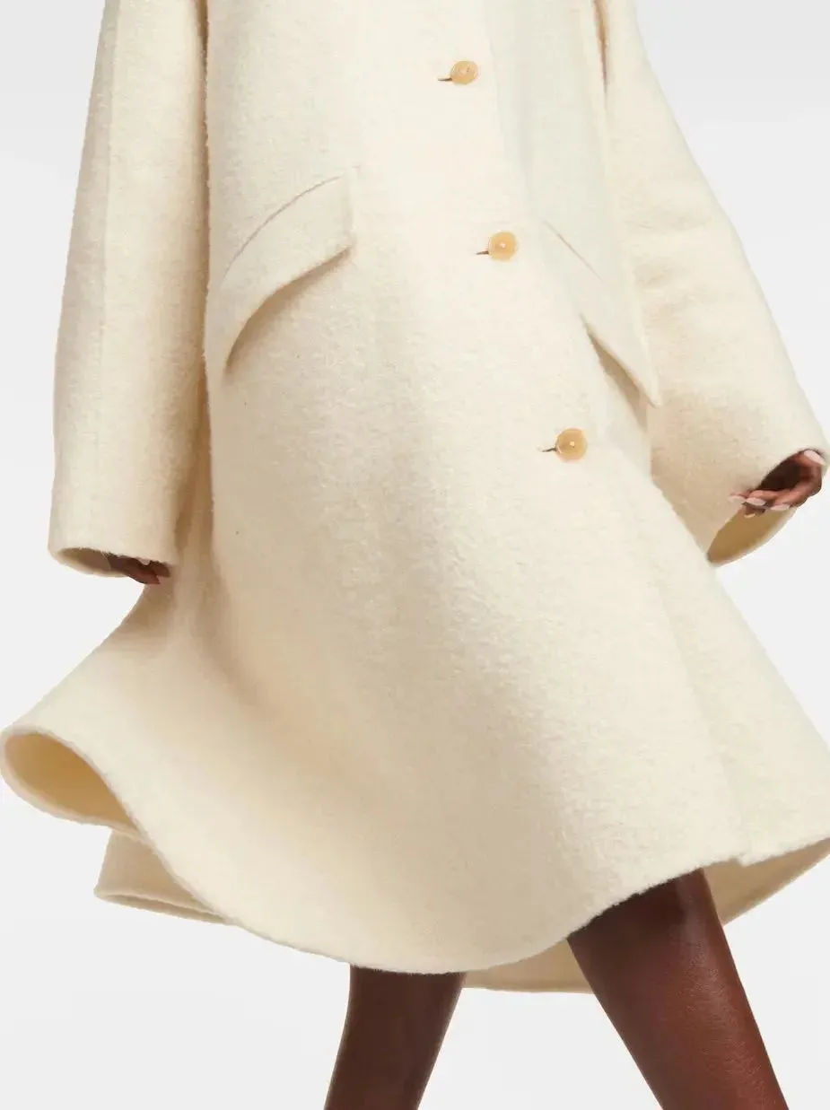 Boucle Oversize Cream Wool Coat