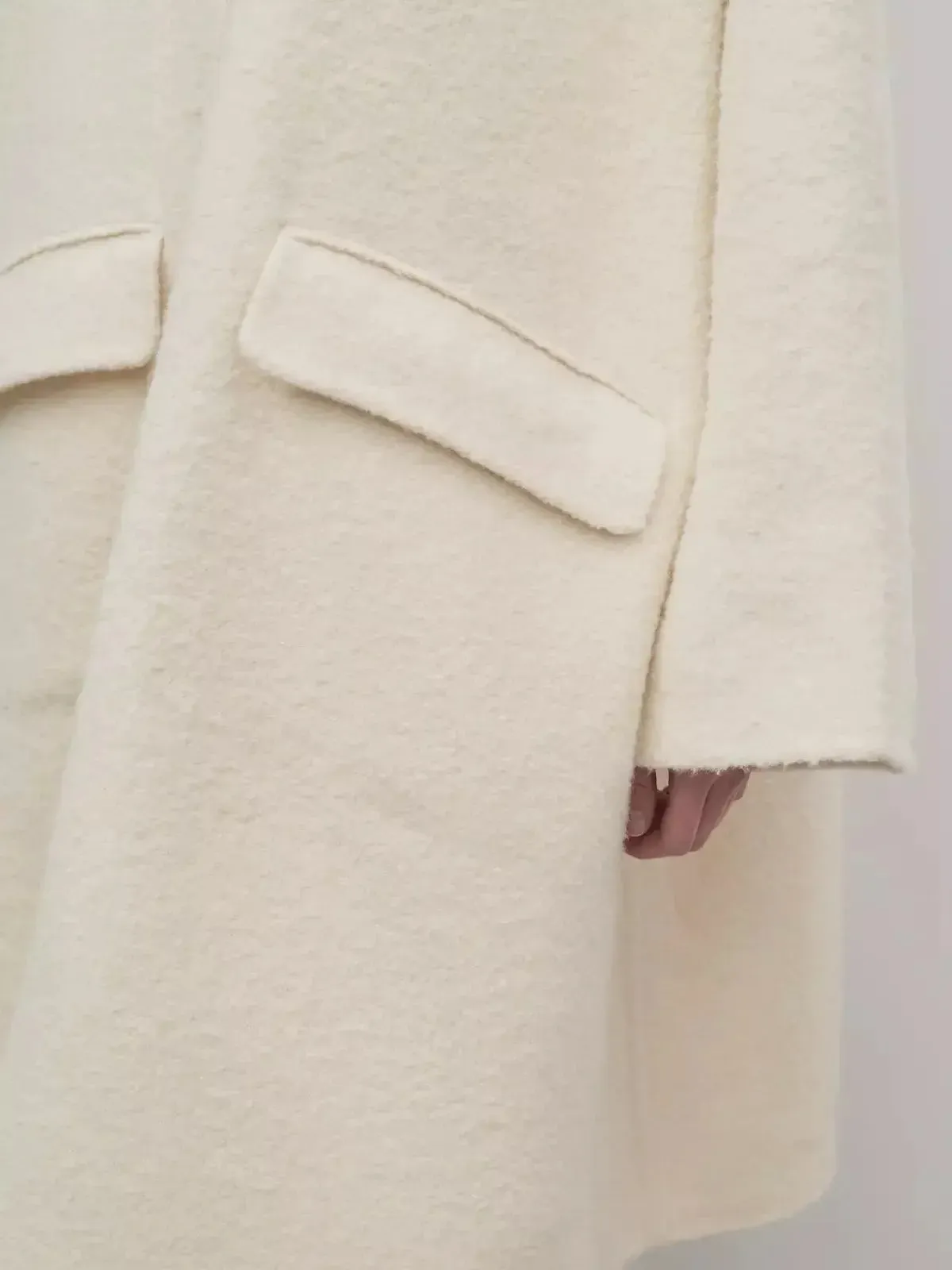 Boucle Oversize Cream Wool Coat