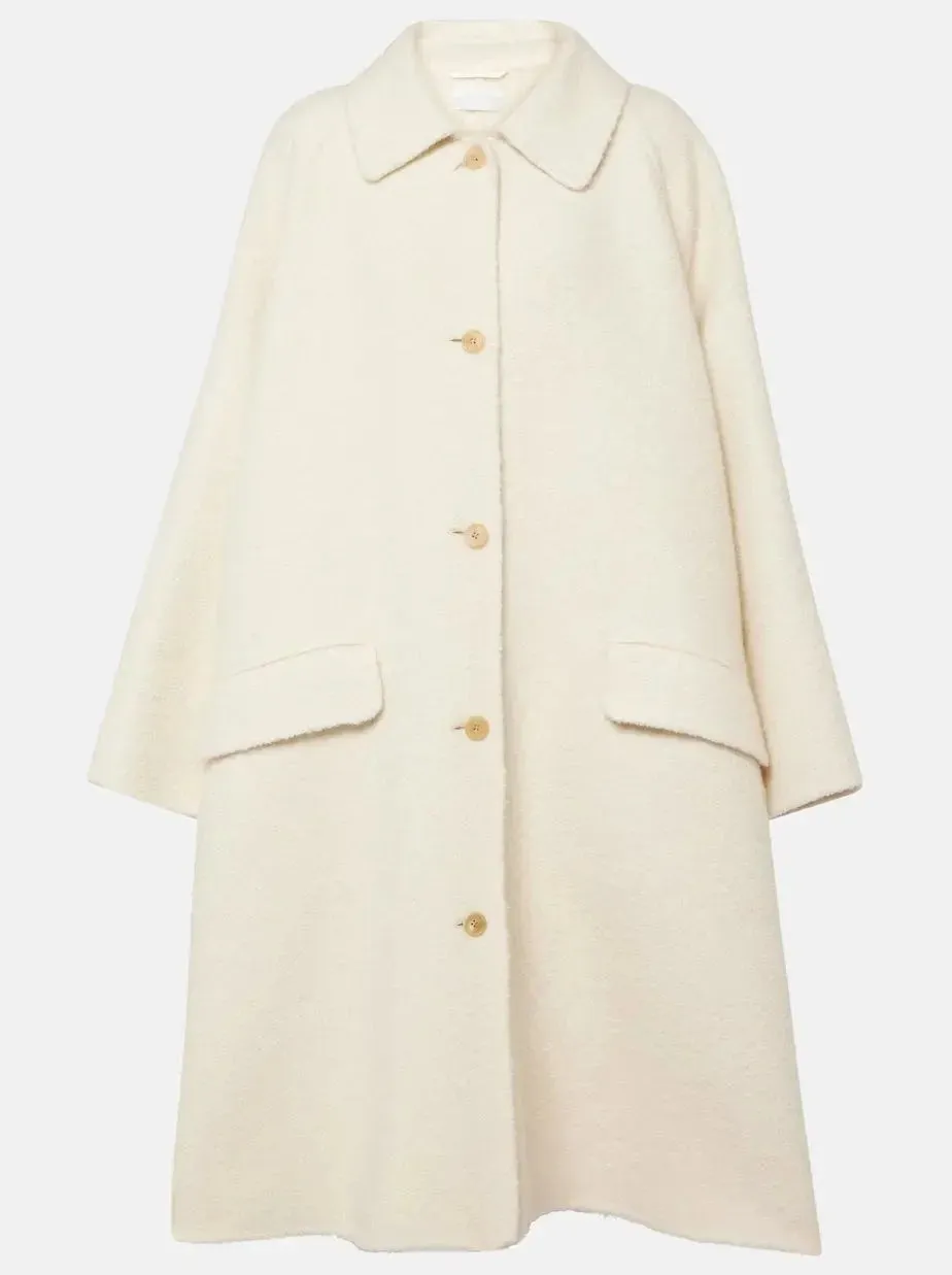 Boucle Oversize Cream Wool Coat