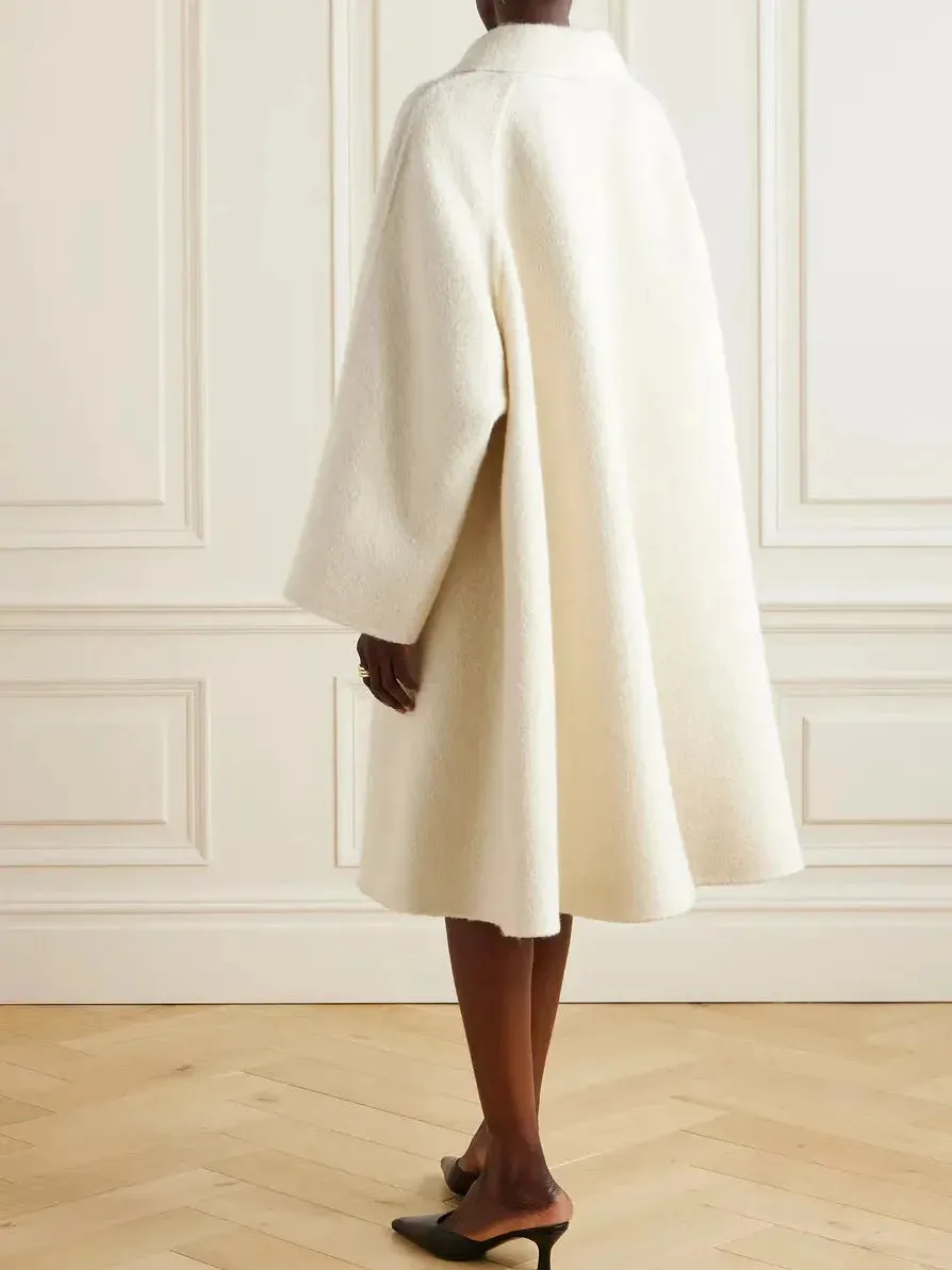 Boucle Oversize Cream Wool Coat