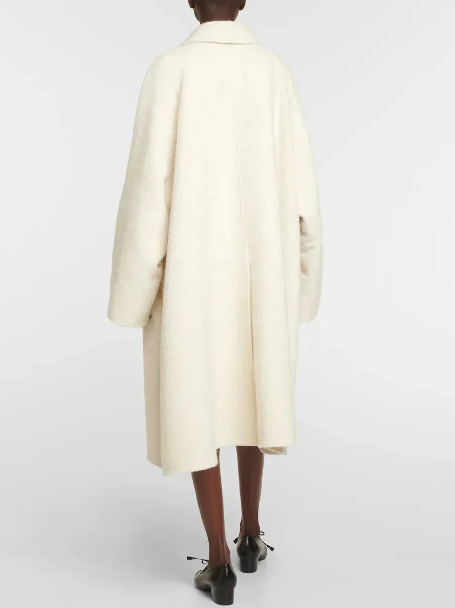 Boucle Oversize Cream Wool Coat