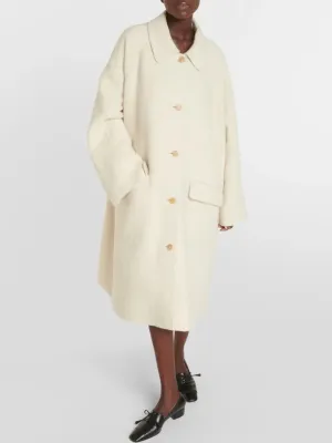 Boucle Oversize Cream Wool Coat