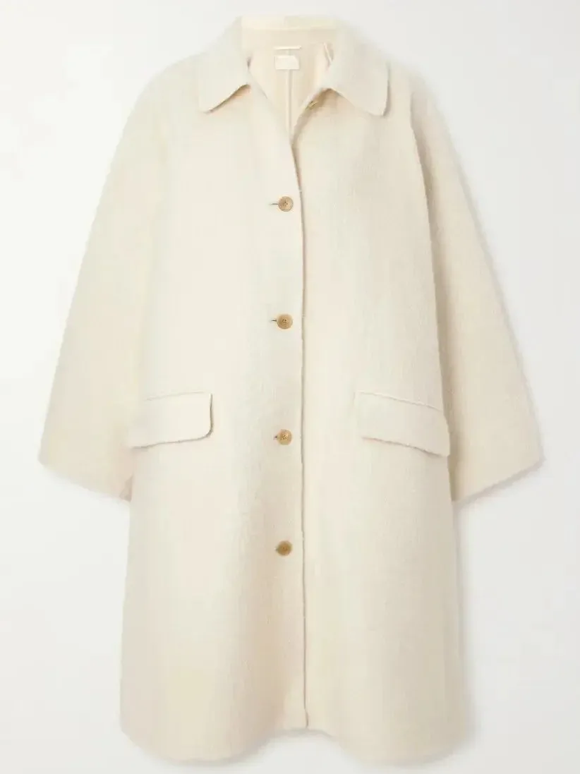 Boucle Oversize Cream Wool Coat