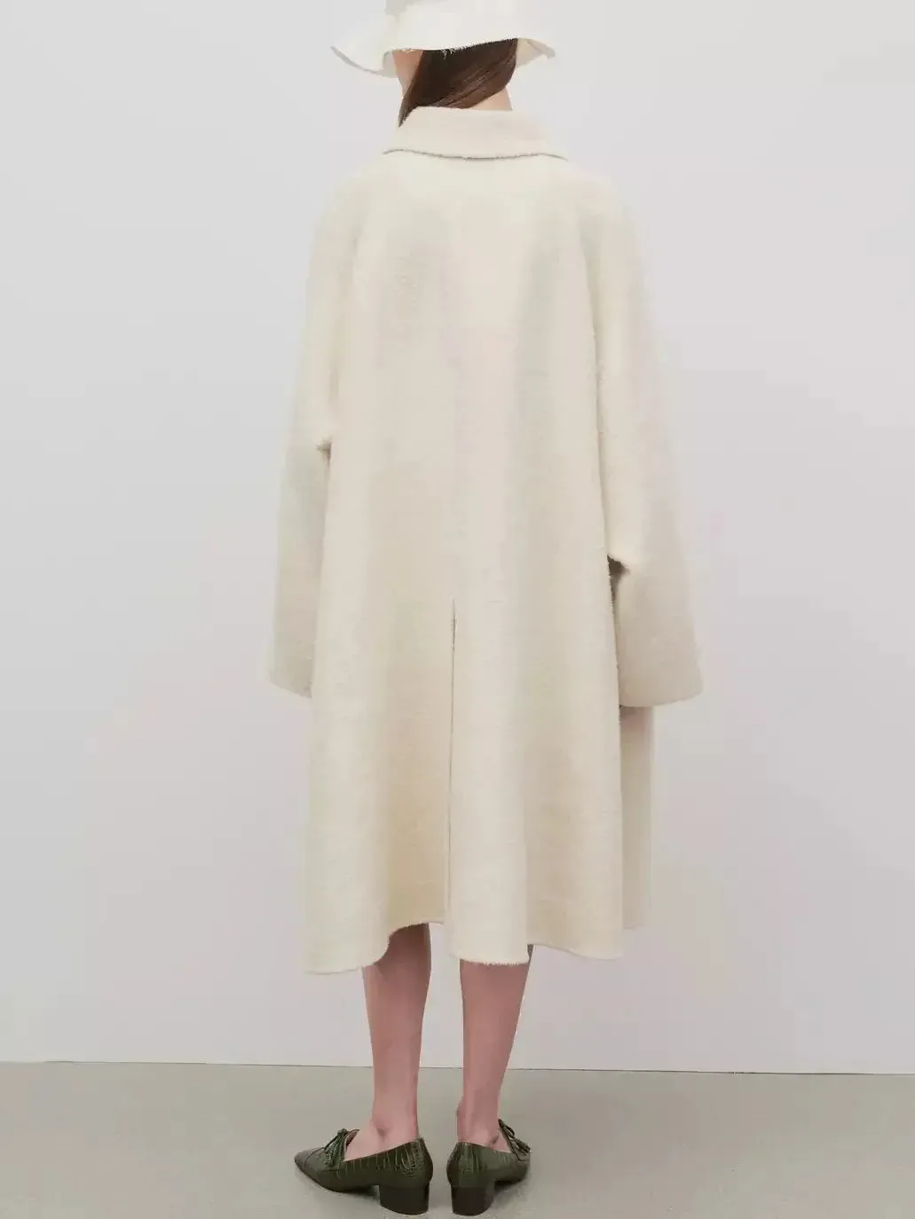 Boucle Oversize Cream Wool Coat