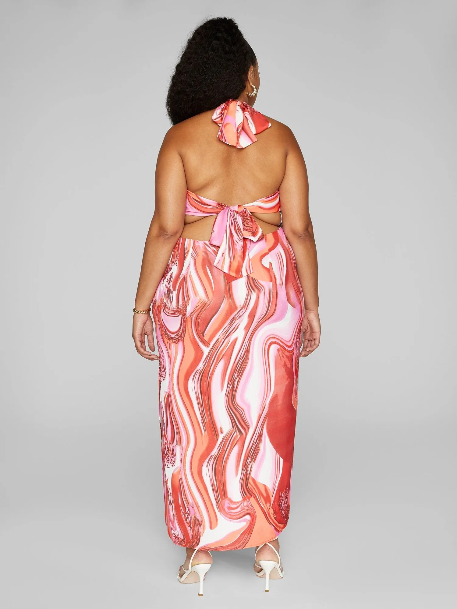 Callie Swirl Print O-Ring Maxi Dress