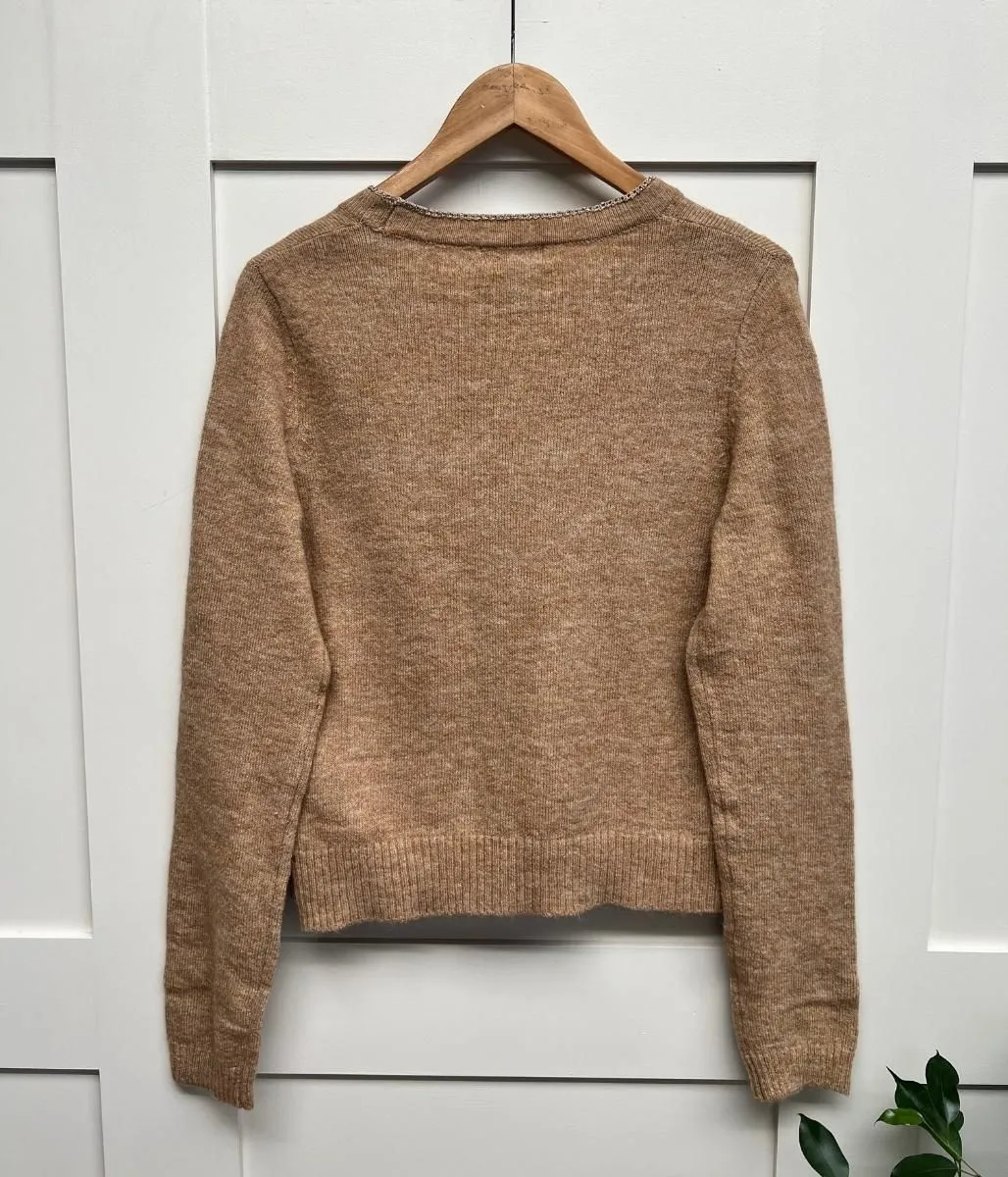 Camel Metallic Edge Cardigan