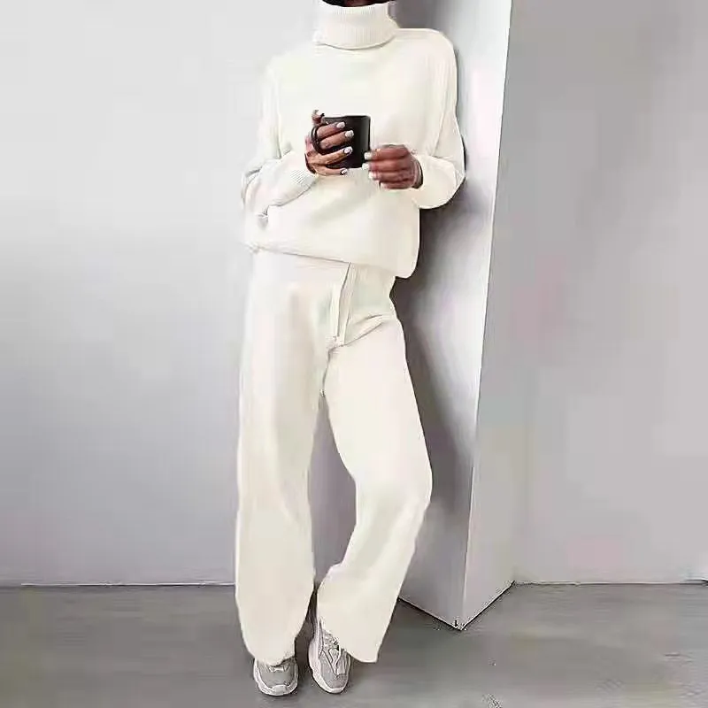 Casual Fashion Suits for Women - Turtleneck Sweater & Pants