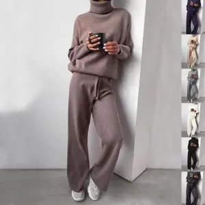 Casual Fashion Suits for Women - Turtleneck Sweater & Pants