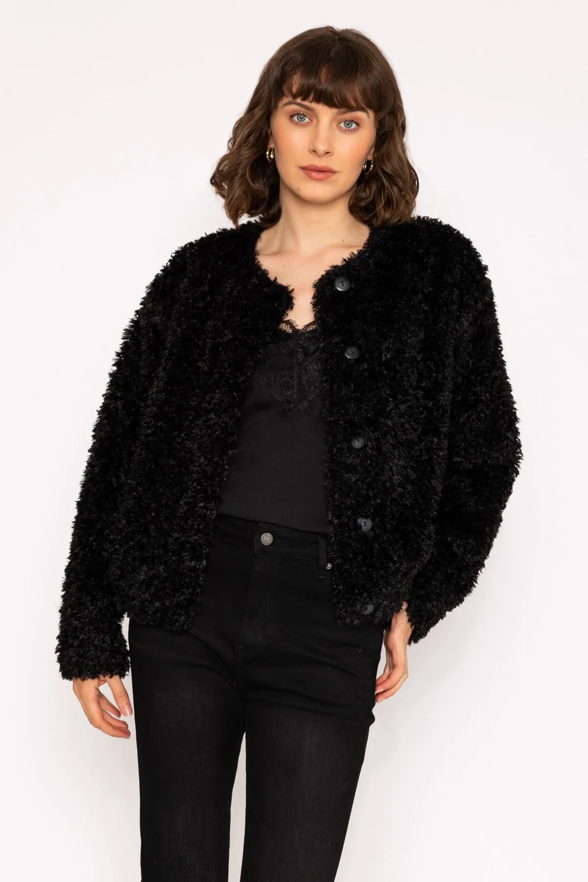 Cosy Black Furry Short Coat