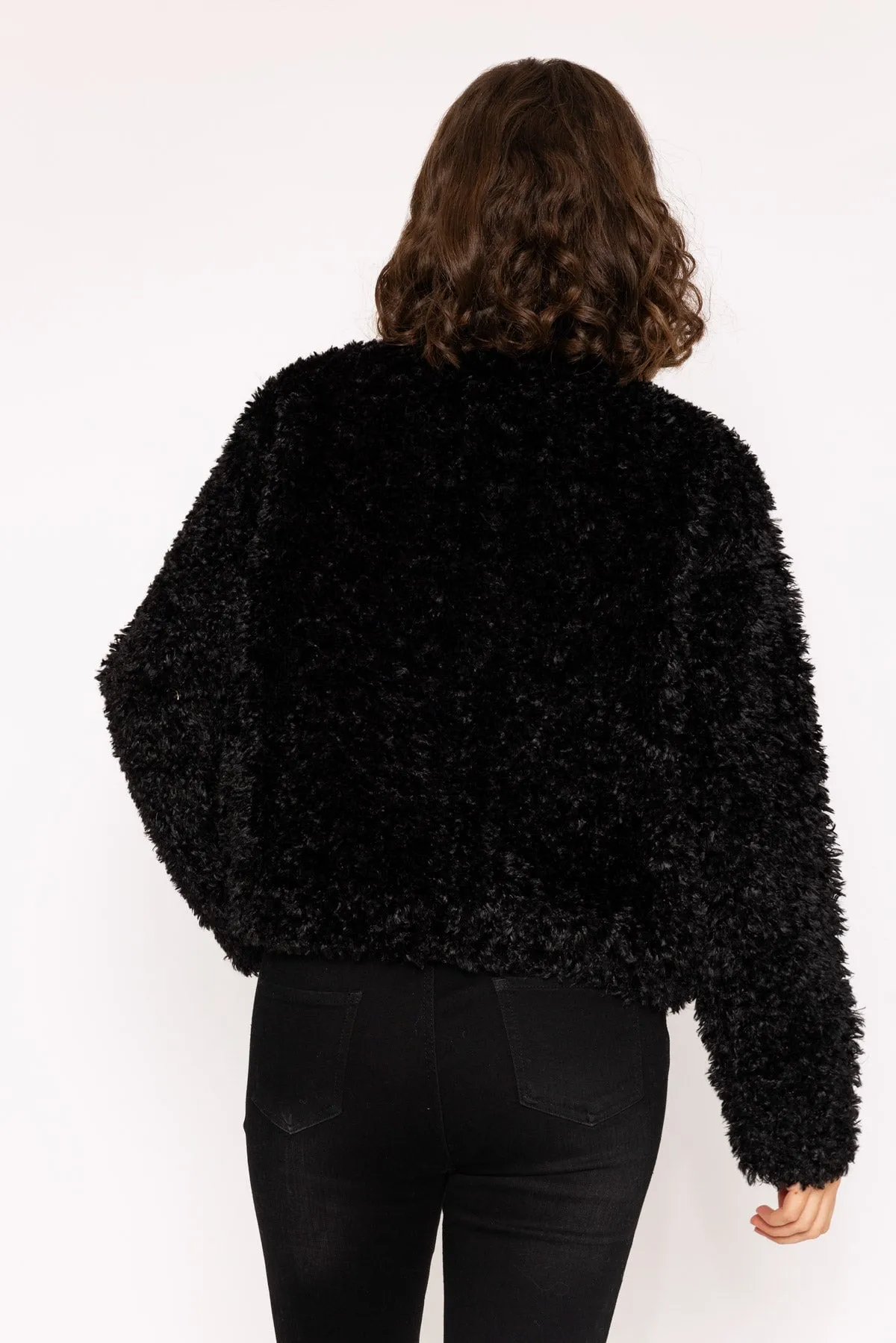 Cosy Black Furry Short Coat