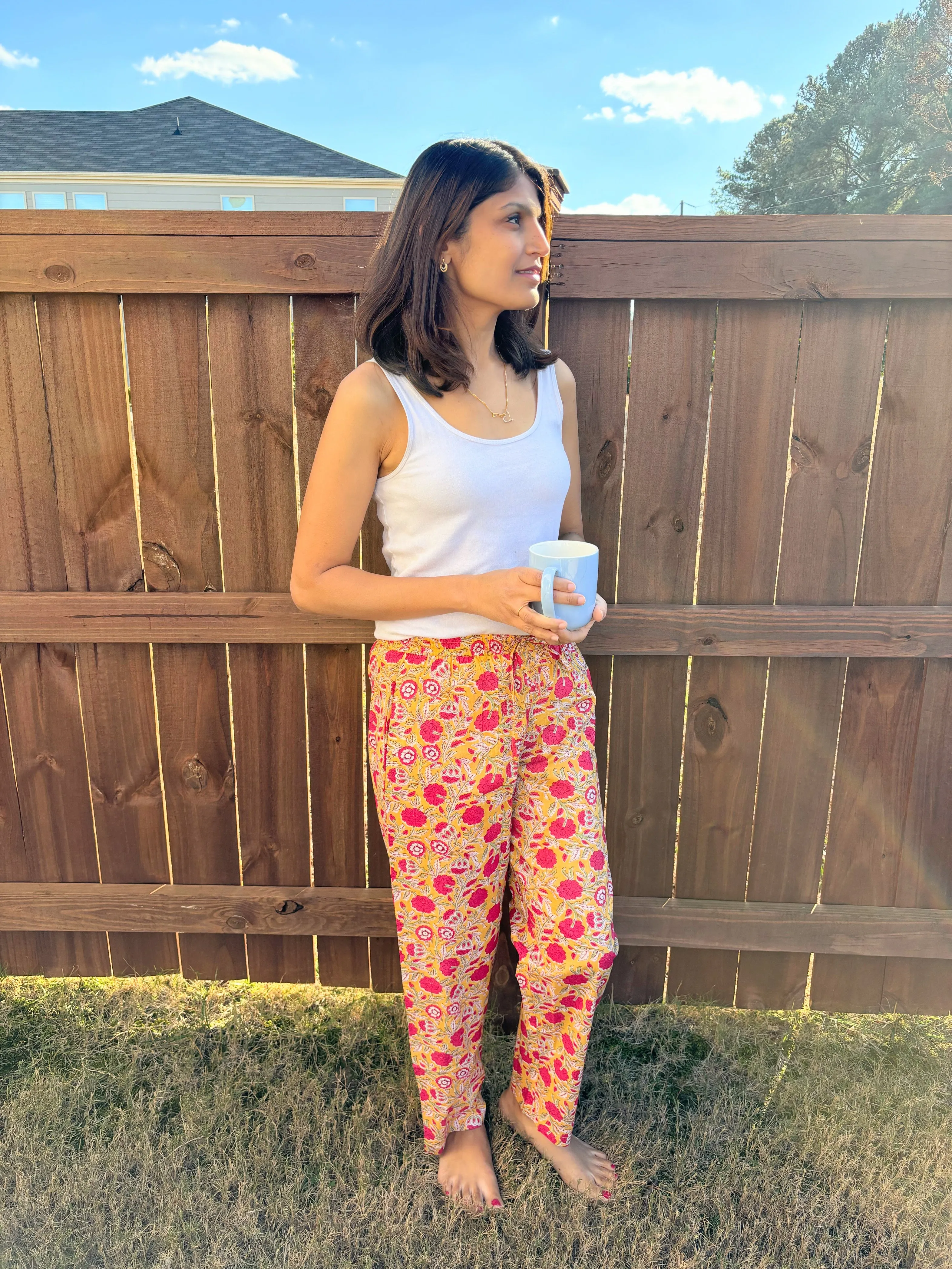 Cotton Pajama Pants Women - Sunshine Blush