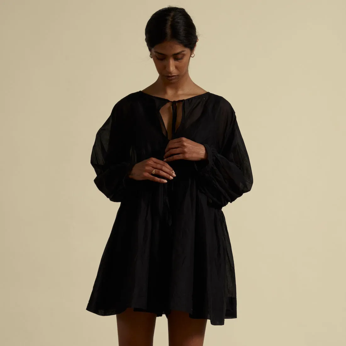 COTTON SOMERLUS DRESS IN NOIR