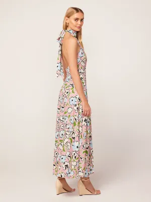 Dakota Pink Floral Print Halterneck Maxi Dress