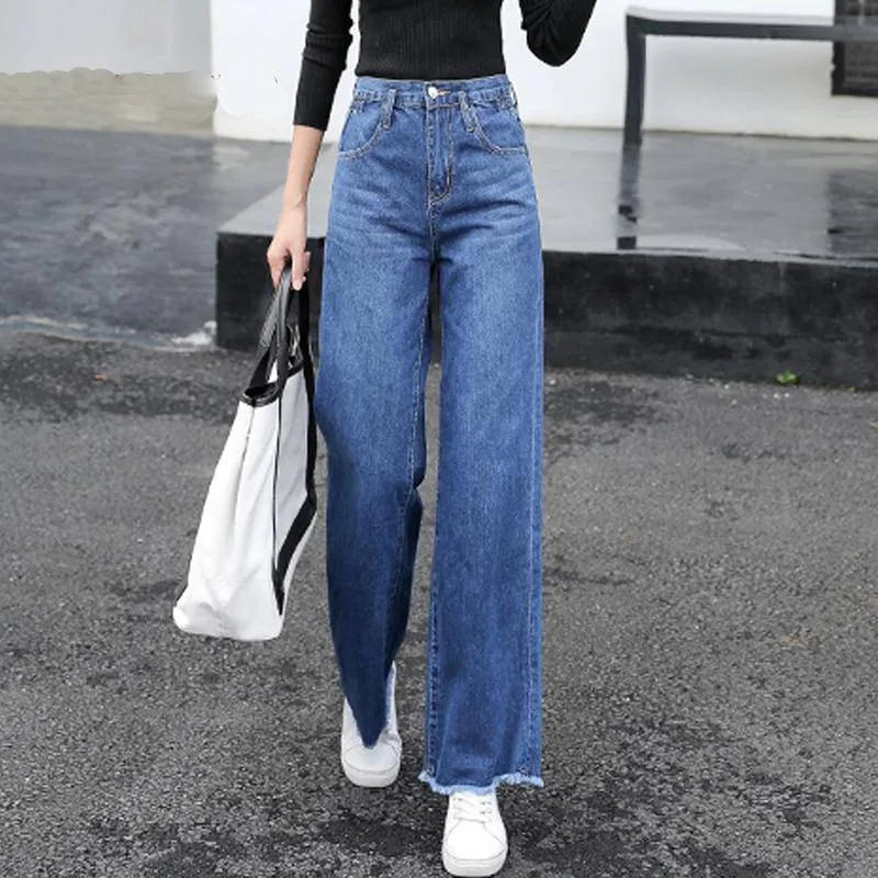 Denim Long Trousers High Waist Jeans