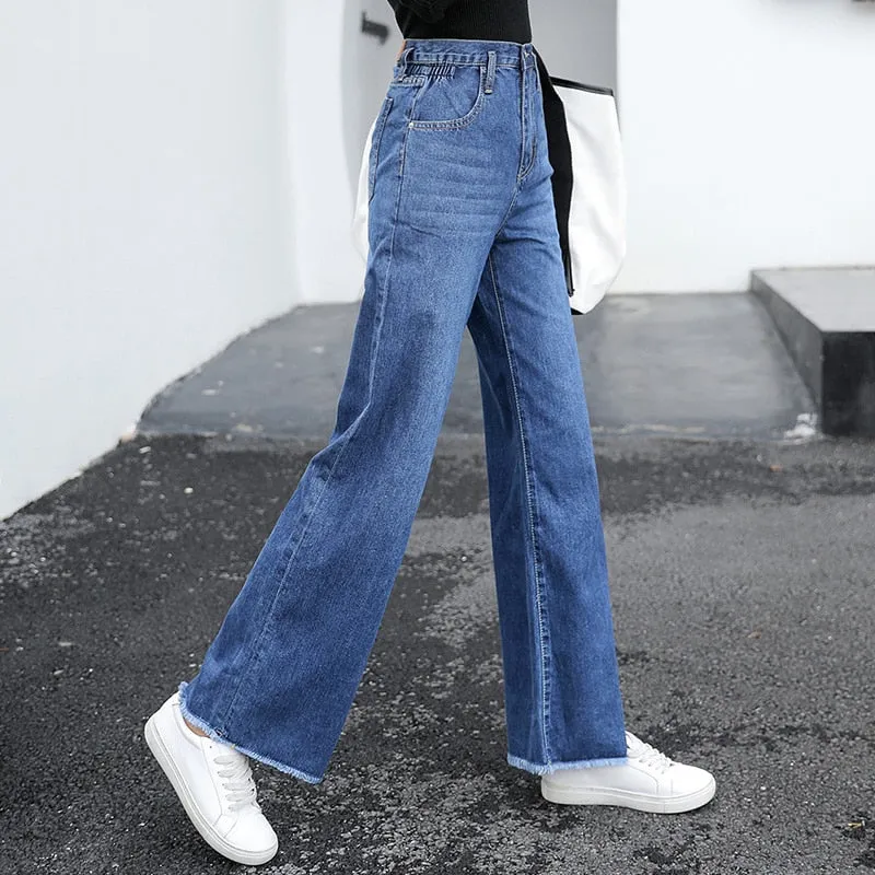 Denim Long Trousers High Waist Jeans