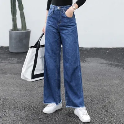 Denim Long Trousers High Waist Jeans