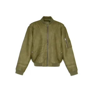 DYED LEATHER BOMBER - Green