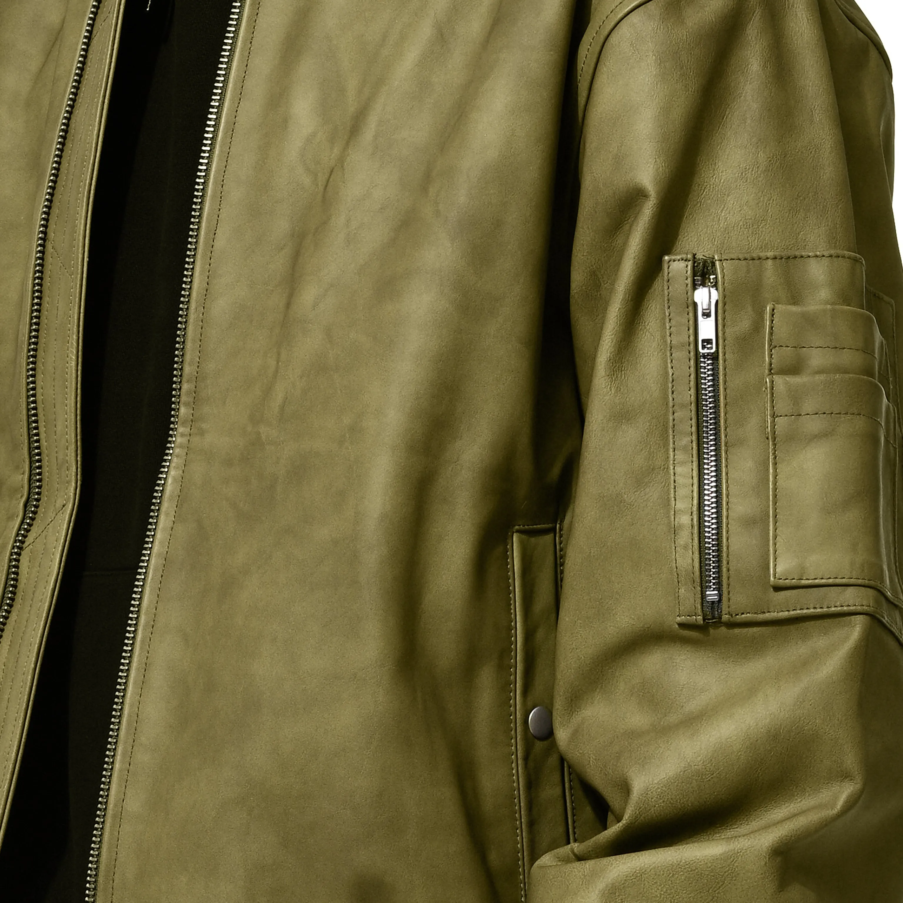 DYED LEATHER BOMBER - Green