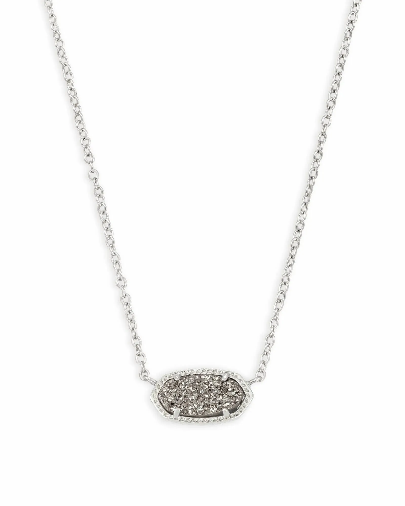 Elisa Platinum Drusy Silver Necklace