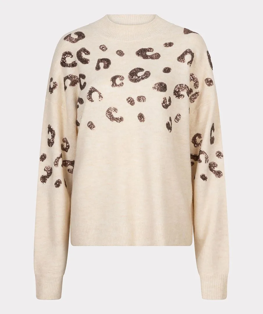 ESQUALO SWEATER ANIMAL SEQUINS BEIGE