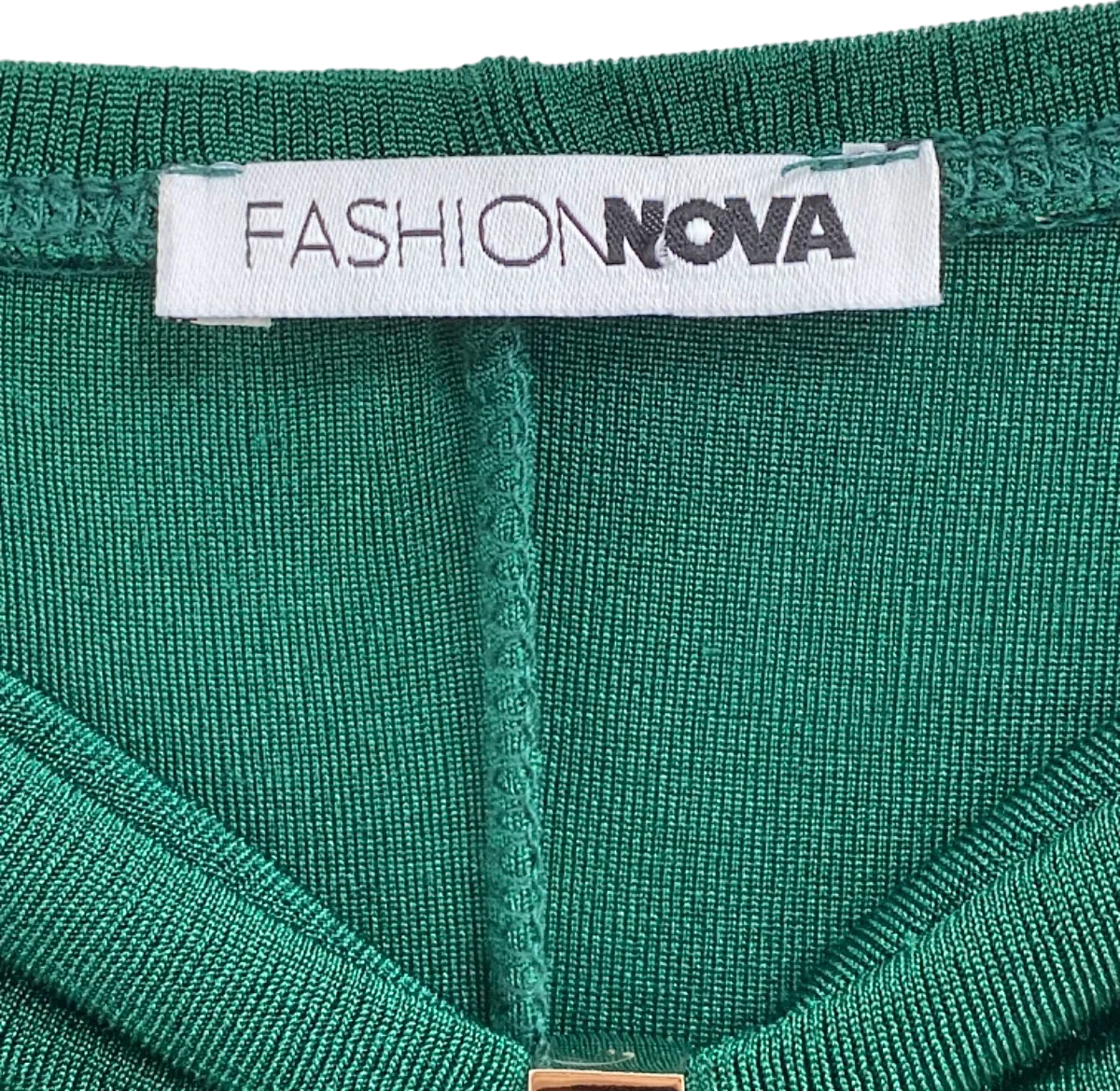 Fashion Nova Green Knot Front Flared Trousers UK 8