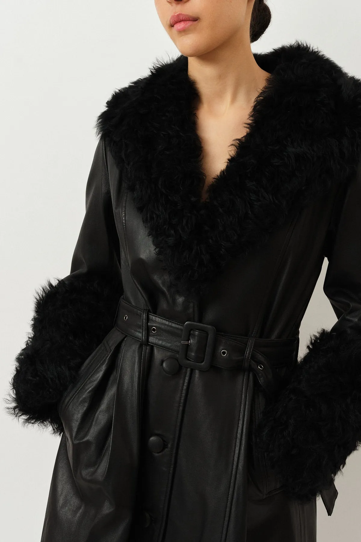 Foxy Shearling Coat — Black