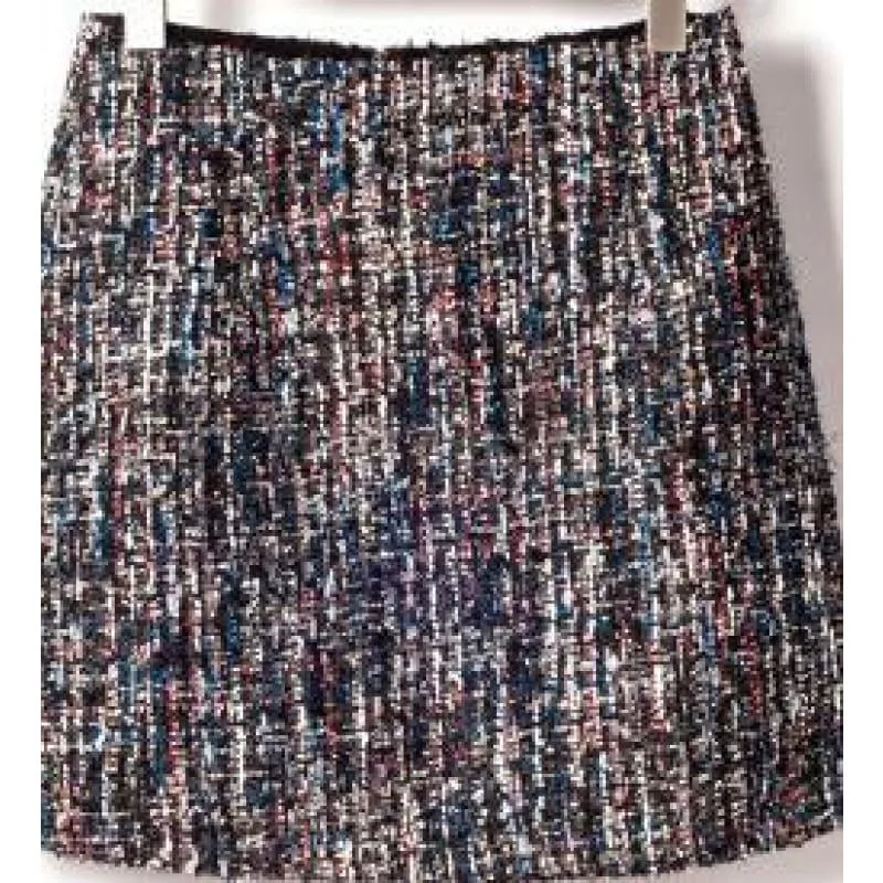 Fresh Style Sequins Tweed Pencil Skirt High Waist Mini Skirt