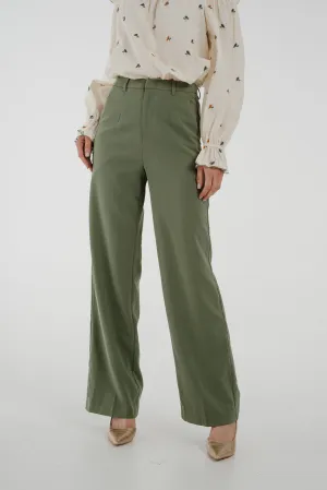 Freya Pleat Front Straight Leg Trouser In Khaki