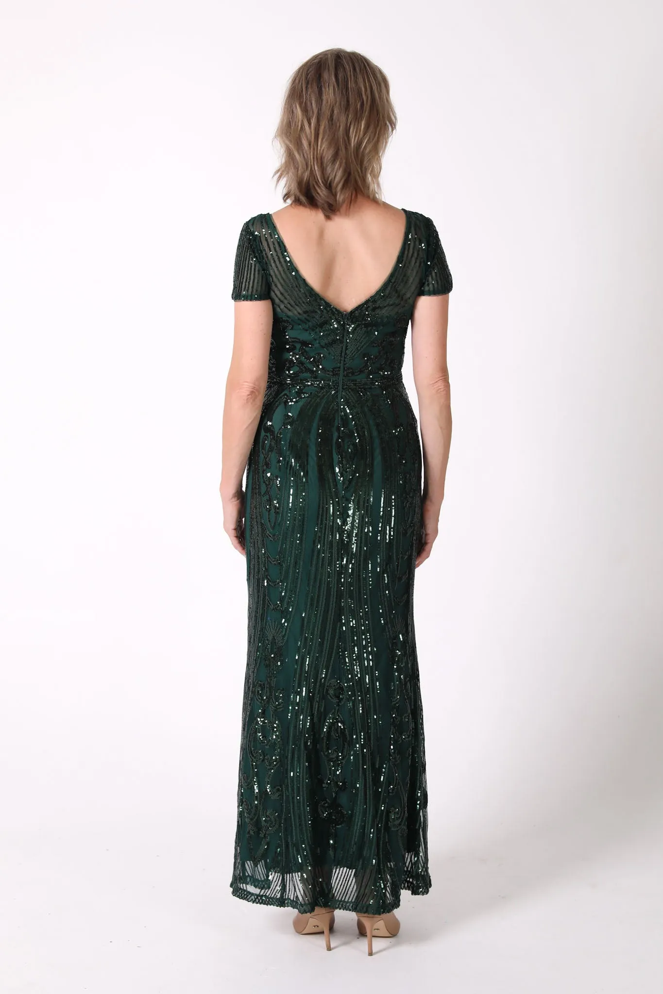 Greta Sequin Maxi Dress - Emerald Green