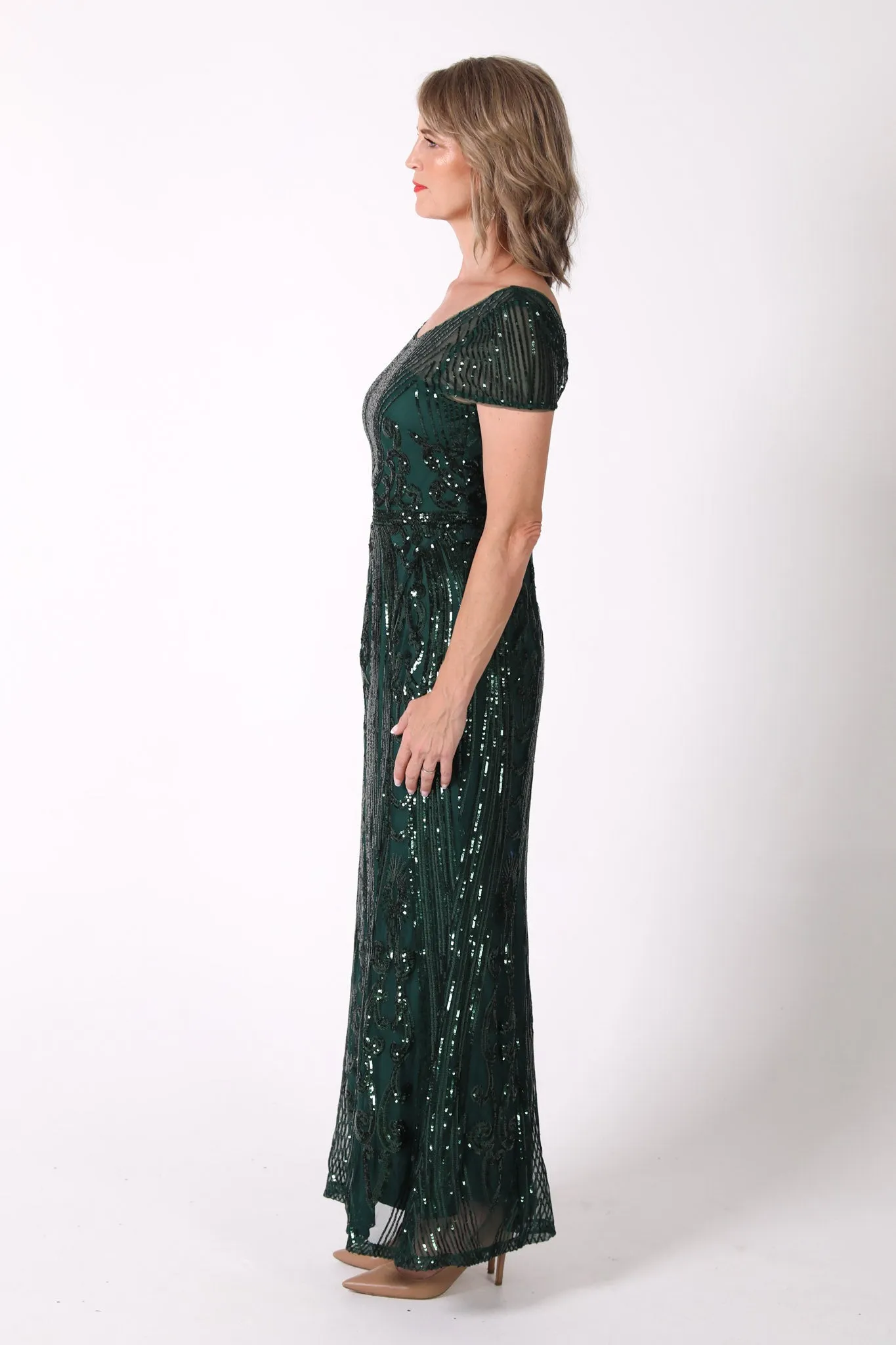 Greta Sequin Maxi Dress - Emerald Green