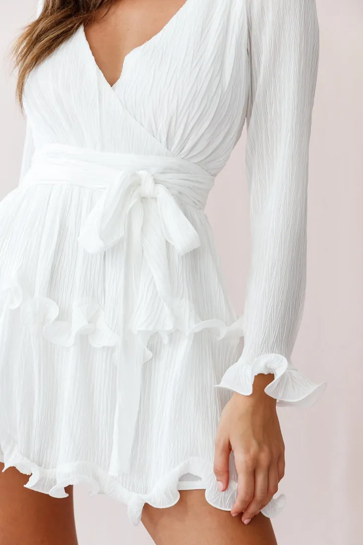 Greta Tiered Ruffle Chiffon Dress White