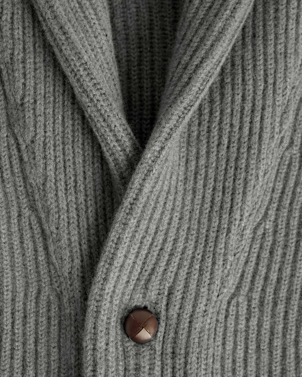 Grey Shawl Collar Cashmere Cardigan