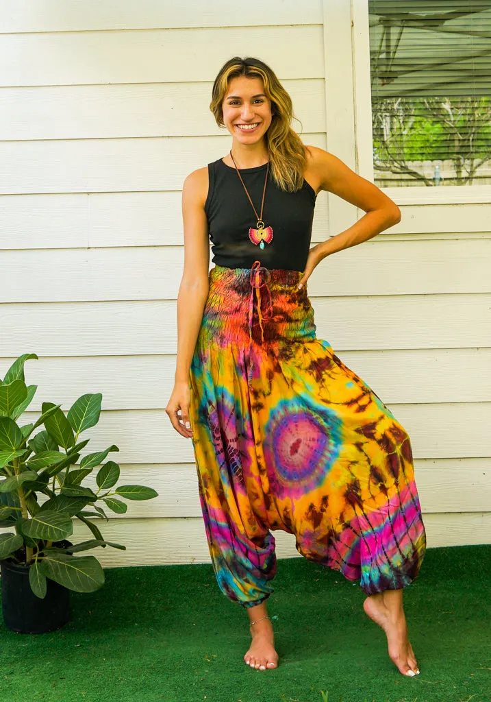 H2833- Hand Dyed Low Cut Hippie Festival Harem Pants