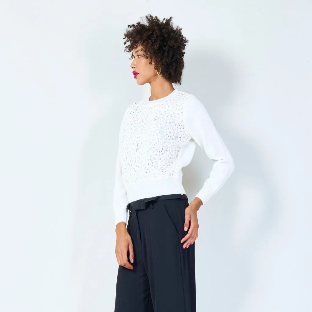 Intricate crochet front pullover wholesale