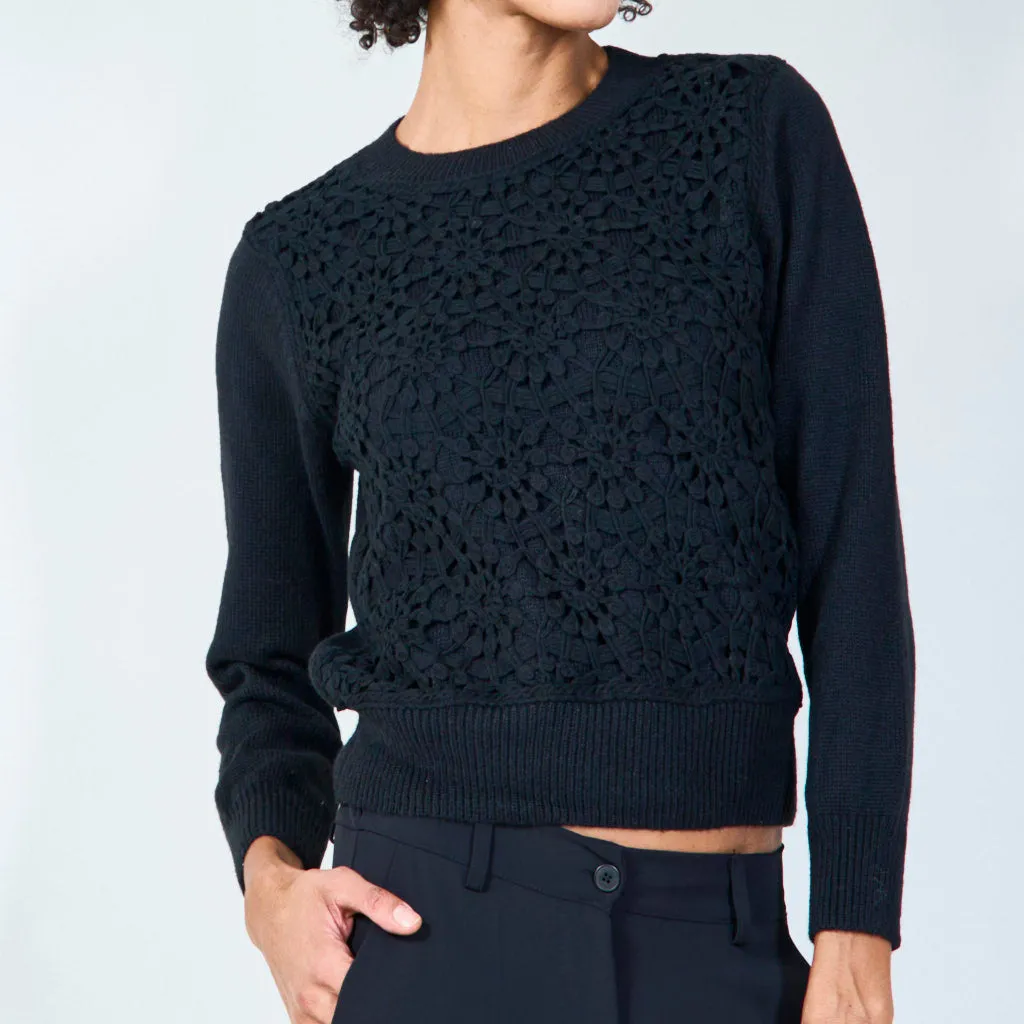 Intricate crochet front pullover wholesale