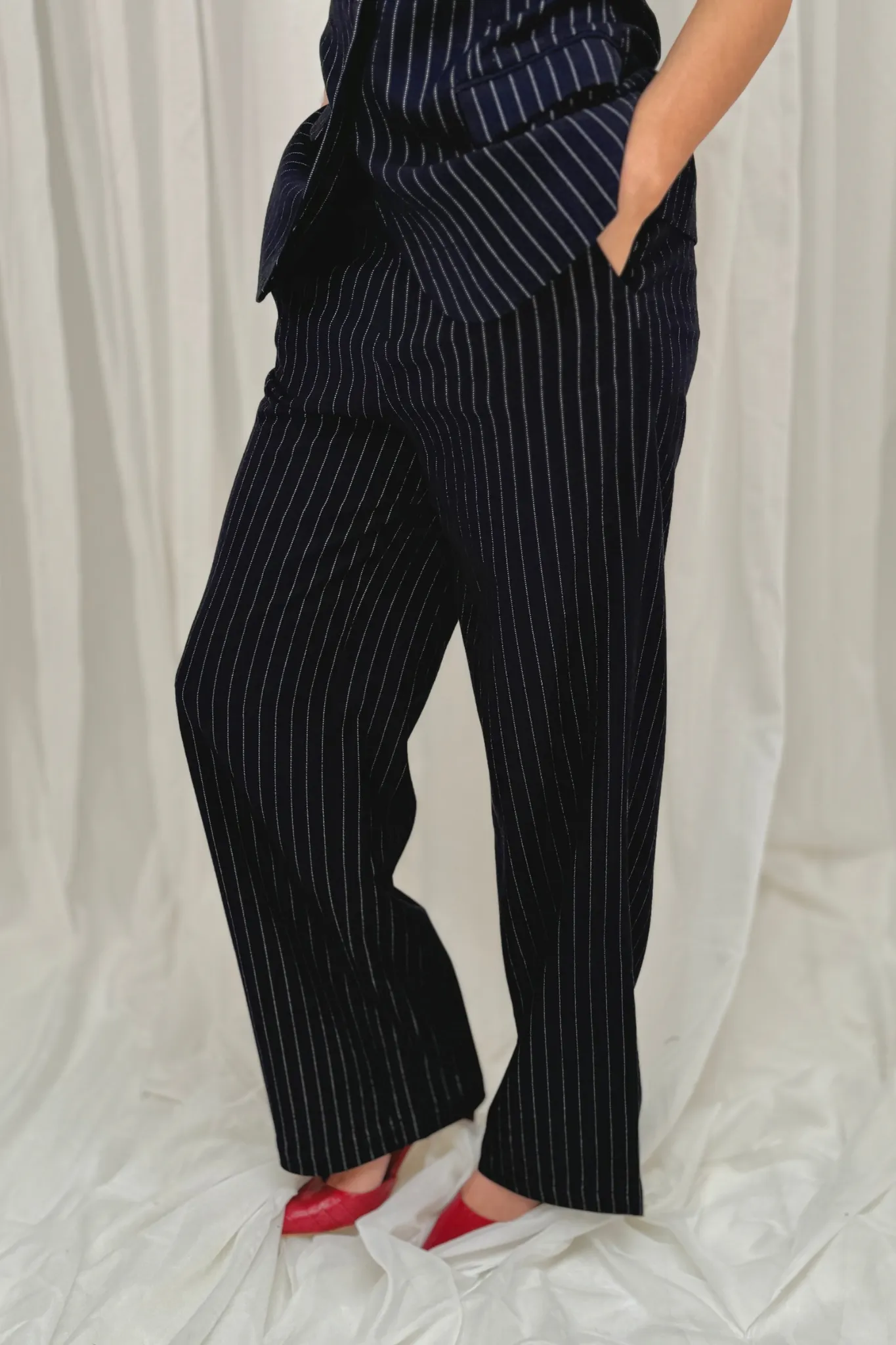 Jasmine Trousers In Navy Pinstripe