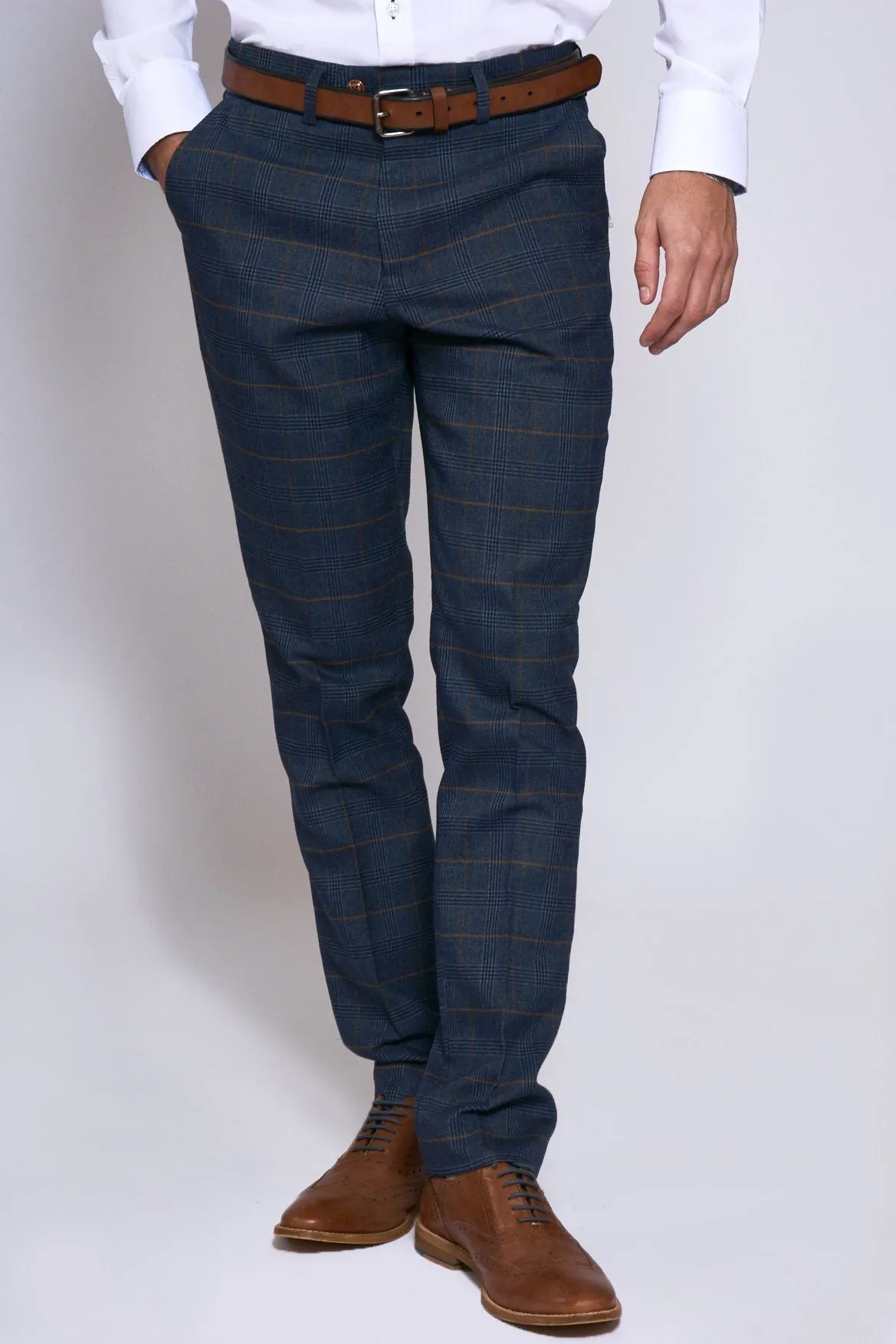 Jenson Navy Check Trousers