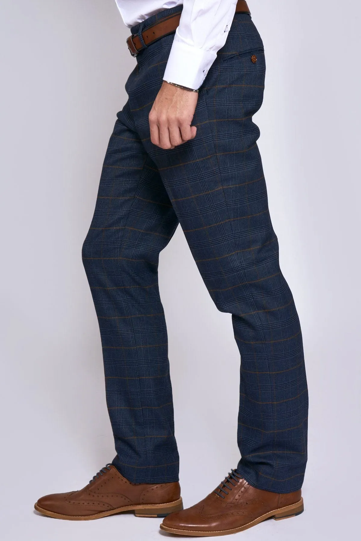 Jenson Navy Check Trousers