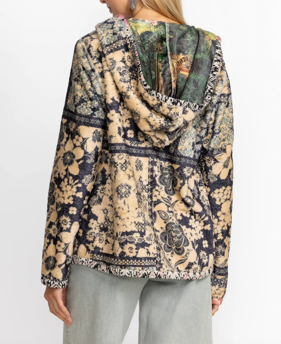 Joan Sherpa Jacket - Rawi Scarf Print