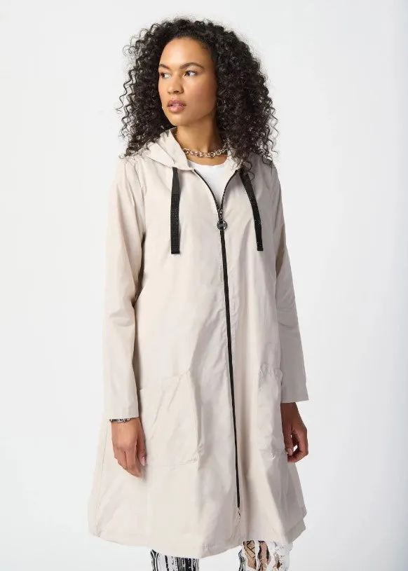 Joseph Ribkoff Moonstone Hooded Zip Front Trapeze Coat 241068