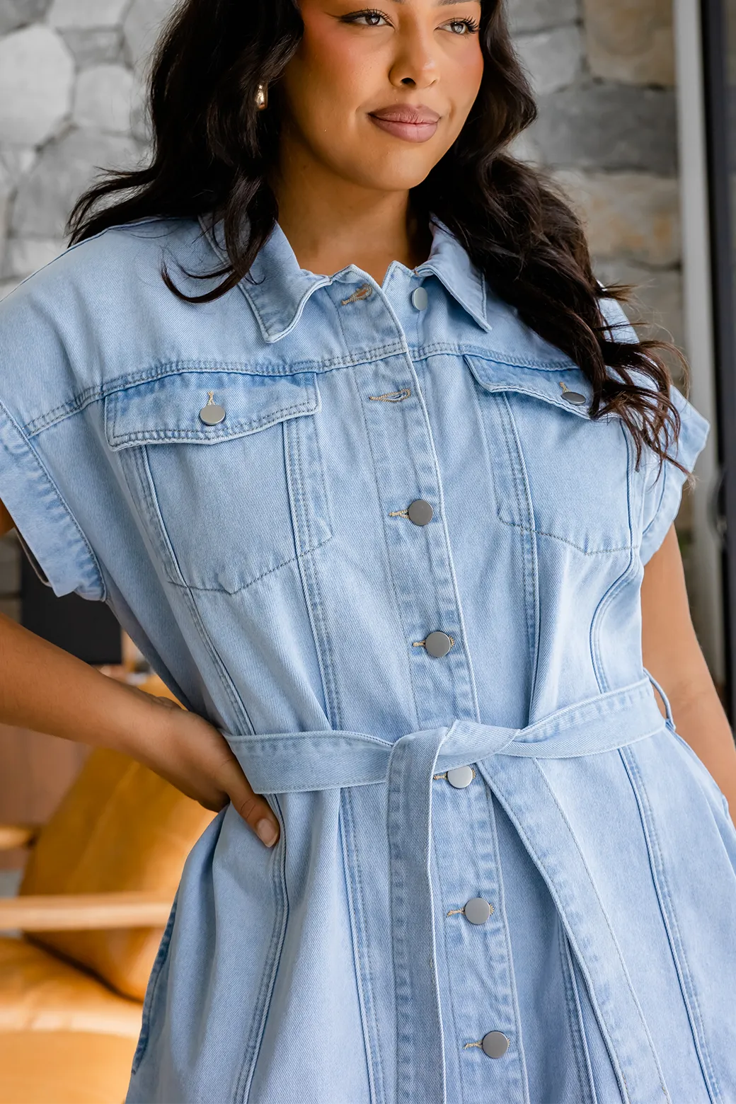 Julieanne Denim Dress Ice Wash