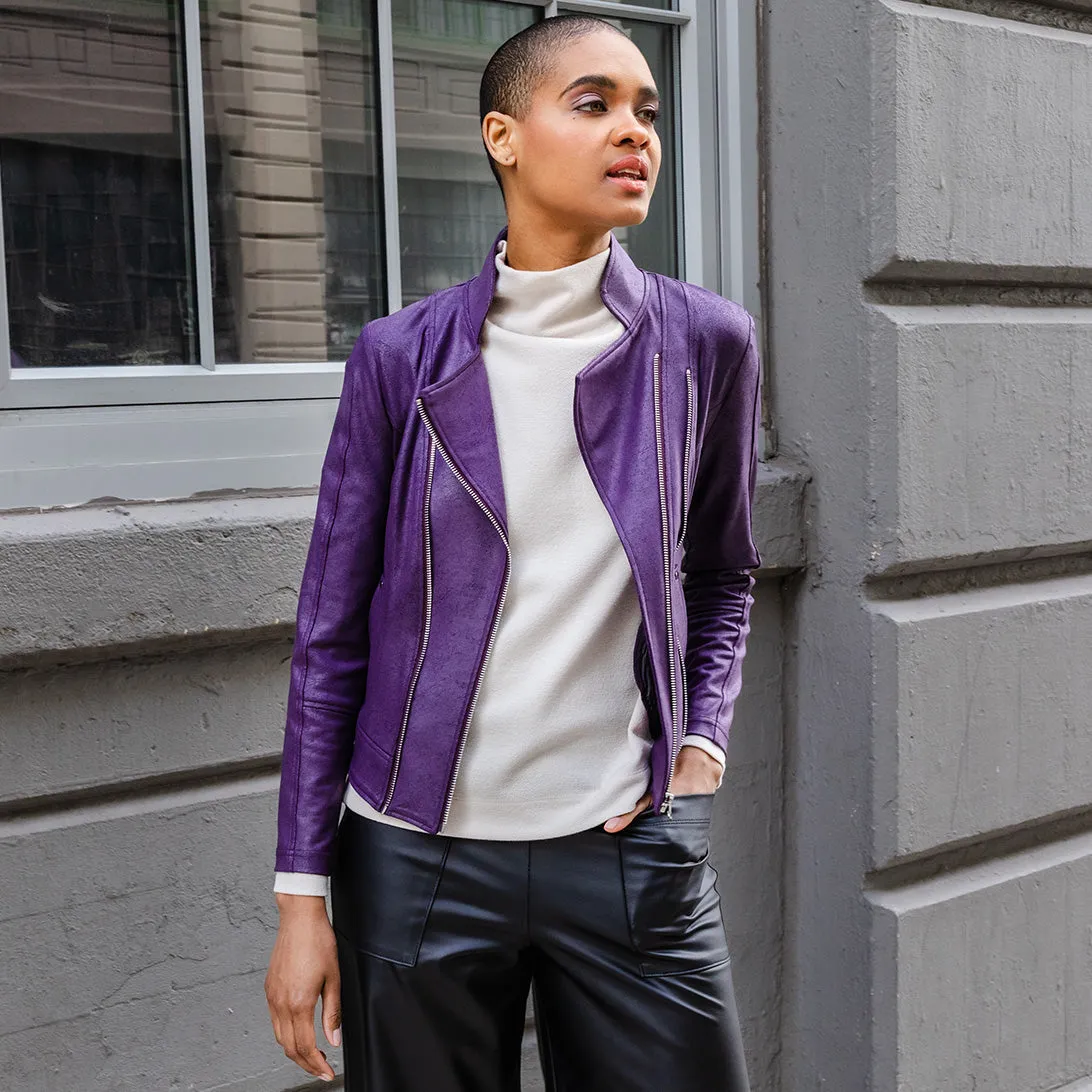 Liquid Leather™ Double Zip Pocket Jacket - Eggplant - Final Sale!