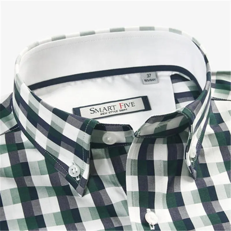 Men's Shirts 100% Cotton Summer Plaid Shirts Men Casual Plus Size Shirt