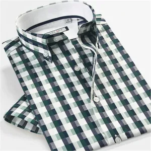 Men's Shirts 100% Cotton Summer Plaid Shirts Men Casual Plus Size Shirt